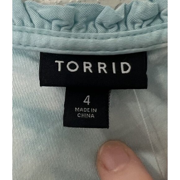 Torrid Indigo Blue Tie-dyed Peasant Top Shirt  Sz 4X 26W NWT Flowy - Picture 7 of 15